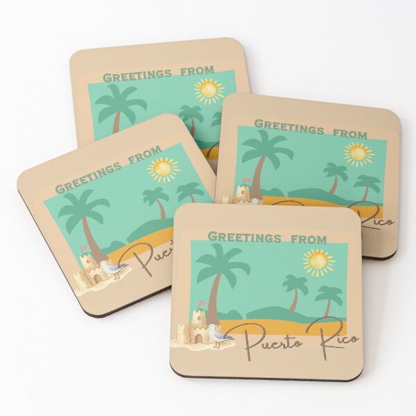 Item preview, Greetings From Puerto Rico – Vintage Postcard Beach Illustration designed and sold by DonnaRaine.