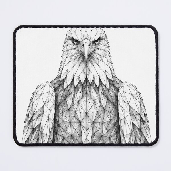 Item preview, Geometric Eagle | Black and White Line Art designed and sold by SmikiM.