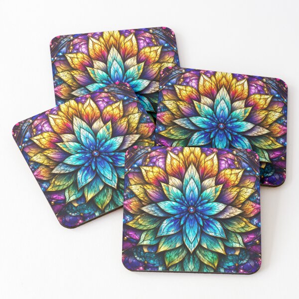 Item preview, Ornate Stained Glass Lotus Mandala - Vibrant Jewel Tone Sacred Geometry designed and sold by pinkal.