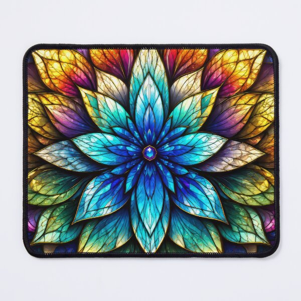 Item preview, Ornate Stained Glass Lotus Mandala - Vibrant Jewel Tone Sacred Geometry designed and sold by pinkal.