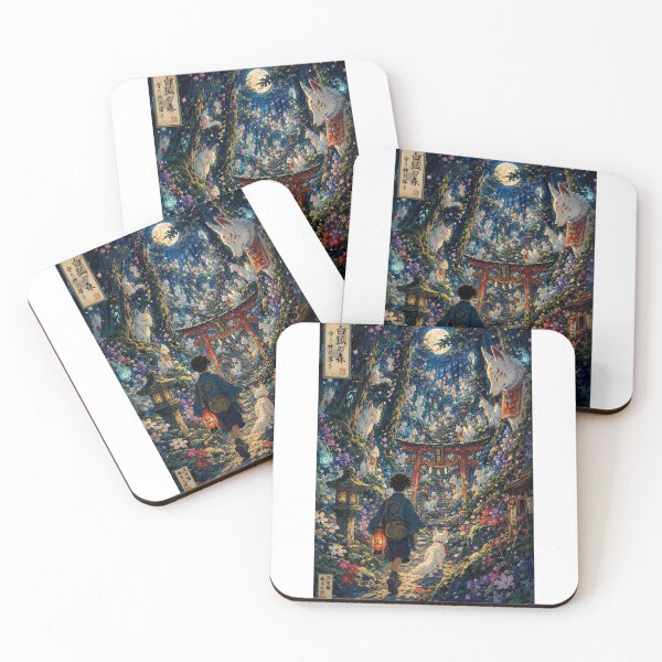 Item preview, Guardians of the Forest | Sacred Kitsune Shrine | Japanese Fantasy Ukiyo-e Art designed and sold by Substance_life.