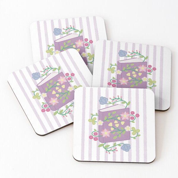 Item preview, Swirly Flowers Purple Book Watercolour Stripes designed and sold by winterpumpkin.