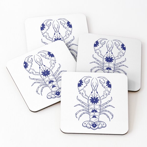 Item preview, Deep blue navy floral lobster designed and sold by suzysworld.