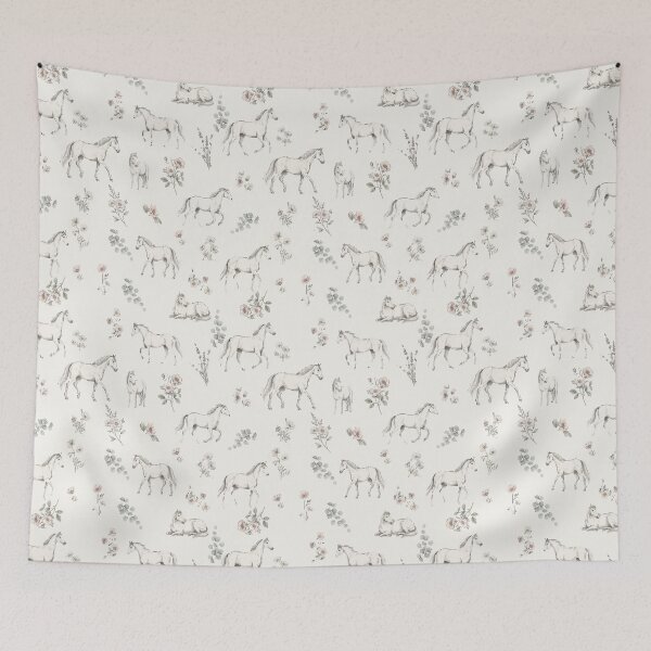 Item preview, Whispering Meadow – Horse & Floral Pattern designed and sold by FawnFeatherCo.
