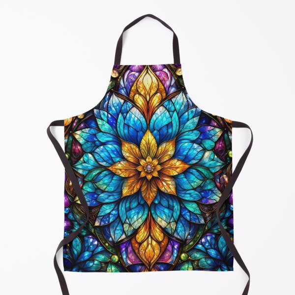 Item preview, Gothic Stained Glass Flower Mandala - Blue and Gold Sunburst Art designed and sold by pinkal.