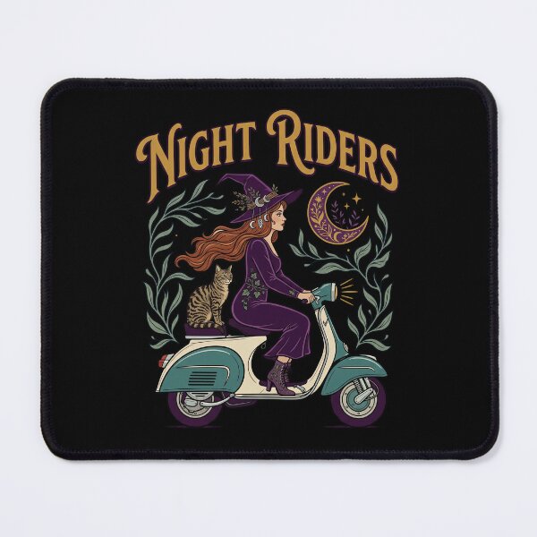 Item preview, Night Riders Witch Riding Scooter With   Cat designed and sold by TeeARTHY.
