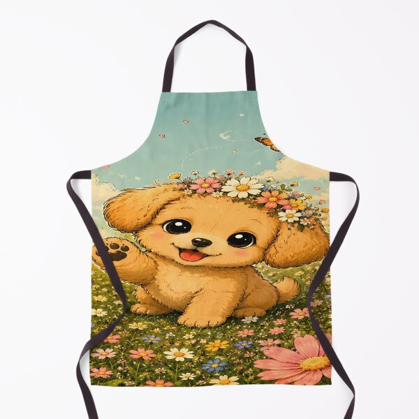 Item preview, Cute Flower Crown Puppy in Wildflower Meadow | Whimsical Spring Art designed and sold by MAJCO-ART.