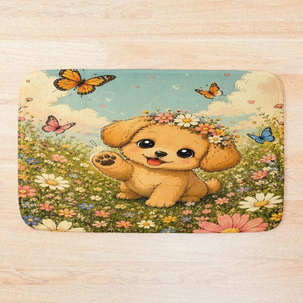 Item preview, Cute Flower Crown Puppy in Wildflower Meadow | Whimsical Spring Art designed and sold by MAJCO-ART.