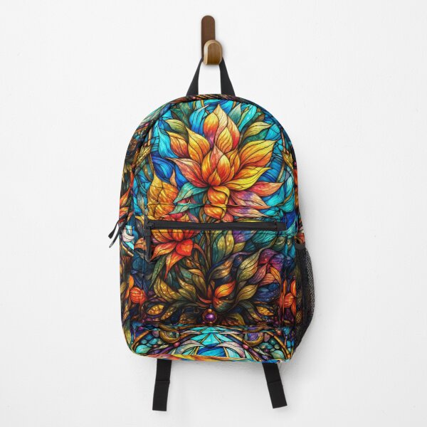 Item preview, Art Nouveau Stained Glass Floral - Vibrant Orange Blossoms designed and sold by pinkal.