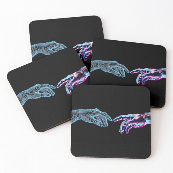 Item preview,  The Creation of Adam Cyberpunk - Retro Vaporwave Digital Hands Art designed and sold by A-M-G-Shop.