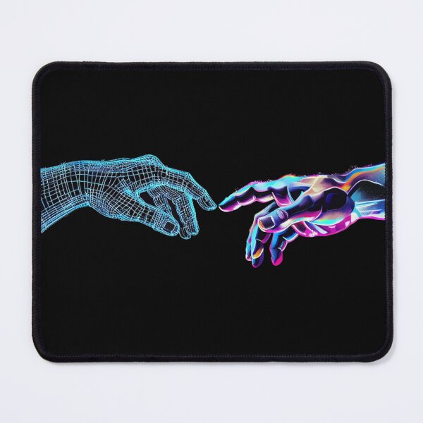 Item preview, The Creation of Adam Cyberpunk - Retro Vaporwave Digital Hands Art designed and sold by A-M-G-Shop.