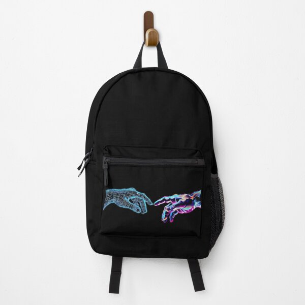 Item preview, The Creation of Adam Cyberpunk - Retro Vaporwave Digital Hands Art designed and sold by A-M-G-Shop.