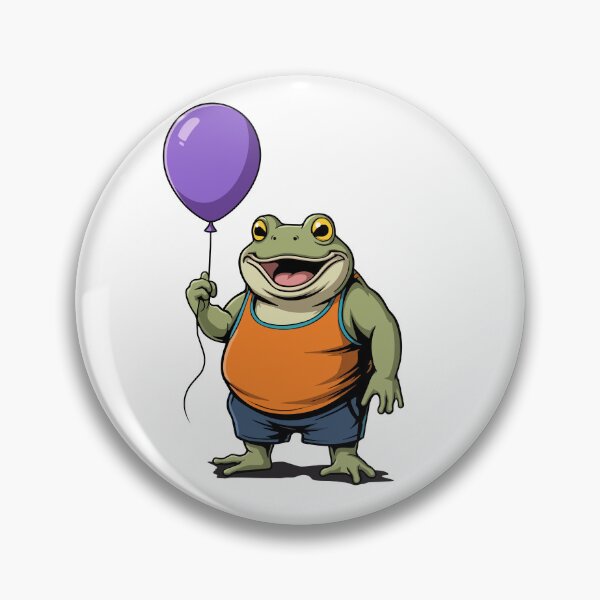 Item preview, Cute Cartoon Frog Holding Purple Balloon designed and sold by SaltCreatives.