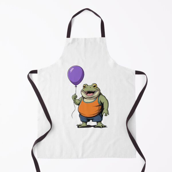 Item preview, Cute Cartoon Frog Holding Purple Balloon designed and sold by SaltCreatives.