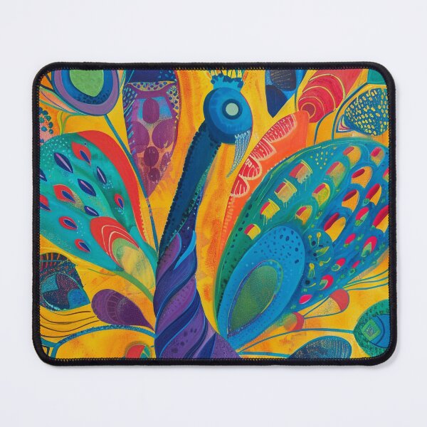 Item preview, Vibrant Whimsical Abstract Peacock Painting designed and sold by Pierce Millington Gallery.