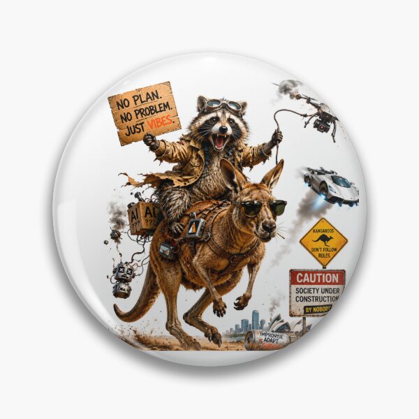 Item preview, Rebel Raccoon Riding a Cyberpunk Kangaroo designed and sold by Luenz.