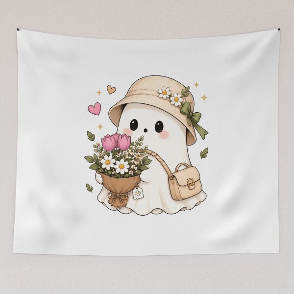 Item preview, Adorable Ghost with Bouquet designed and sold by abieran.