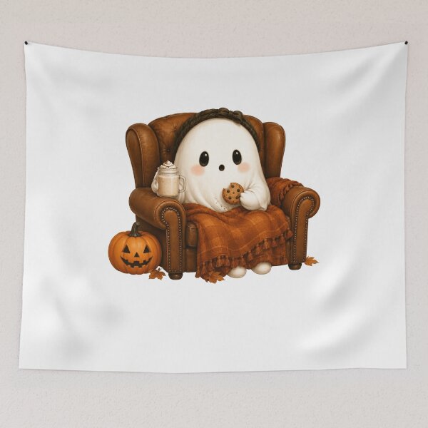 Item preview, Cute Ghost Enjoying Halloween Treats designed and sold by abieran.