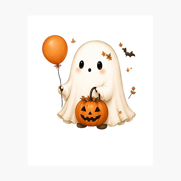 Item preview, Cute Ghost with Pumpkin designed and sold by abieran.