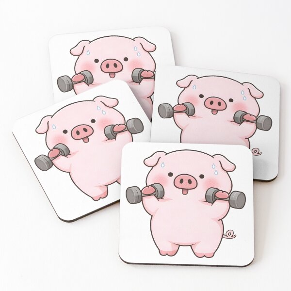 Item preview, Cute Gym Pig Sticker, Kawaii Pig Lifting Weights, Adorable Fitness Animal designed and sold by Talinowe.