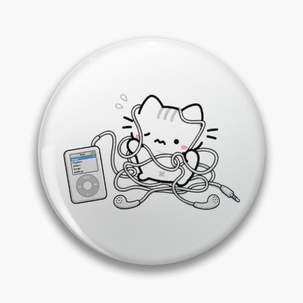 Item preview, Cute Cat Tangled in Earbuds Retro Nostalgia designed and sold by TrxshWear.