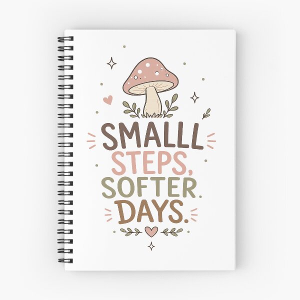 Item preview, Small Steps Softer Days Mushroom Sticker | Cottagecore Self Care Quote | Positive Affirmation Art designed and sold by LittleJoyStudio.Art.