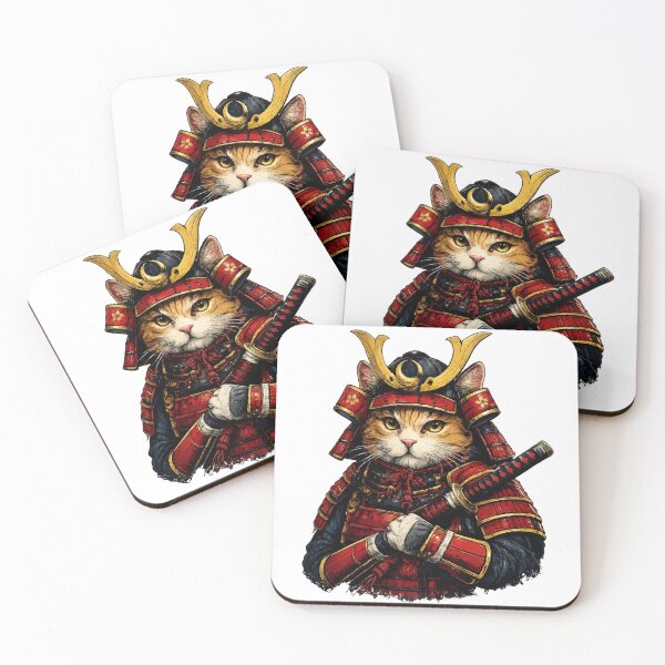 Item preview, Samurai Cat Warrior – Japanese Fantasy Feline Illustration designed and sold by VerdePegajoso.