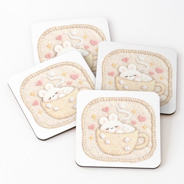 Item preview, Sleepy Bunny in a Mug | Cute Stitched Cozy Sticker designed and sold by CozyStitchClub.