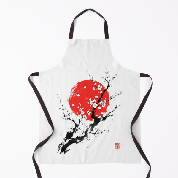 Item preview, Sumi-e Art: Red Sun Sakura Cherry Blossoms Japanese Background White designed and sold by Natalia-Vlad.