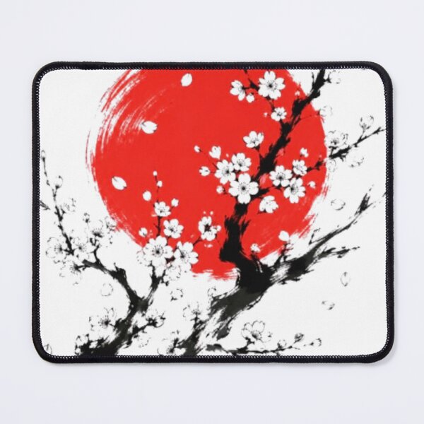 Item preview, Sumi-e Art: Red Sun Sakura Cherry Blossoms Japanese Background White designed and sold by Natalia-Vlad.