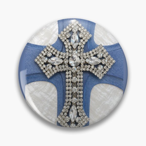 Item preview, Rhinestone Cross Blue & Mother of Pearl designed and sold by Tracie J.