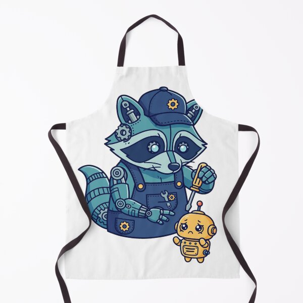 Item preview, Mechanical Raccoon Fixing Tiny Vintage Robot - Cute Tech Support designed and sold by FantasyPearl.