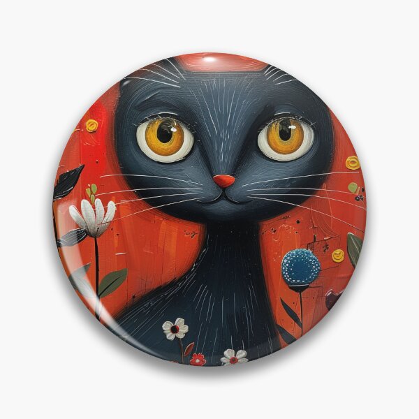 Item preview, Whimsical Black Cat Floral Painting designed and sold by Pierce Millington Gallery.