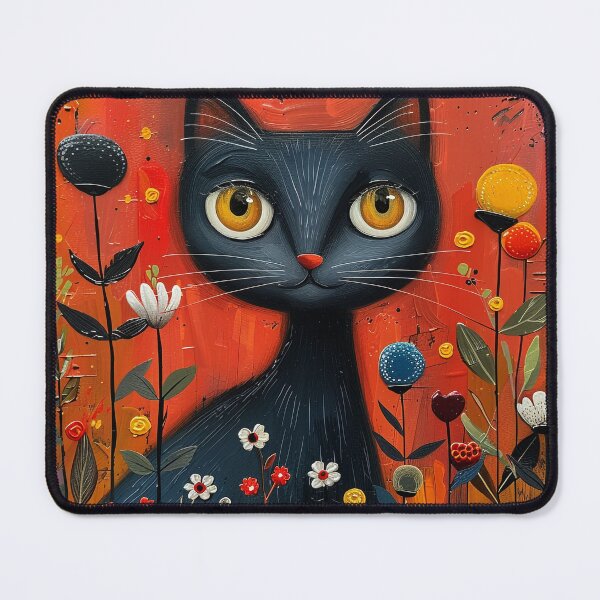 Item preview, Whimsical Black Cat Floral Painting designed and sold by Pierce Millington Gallery.