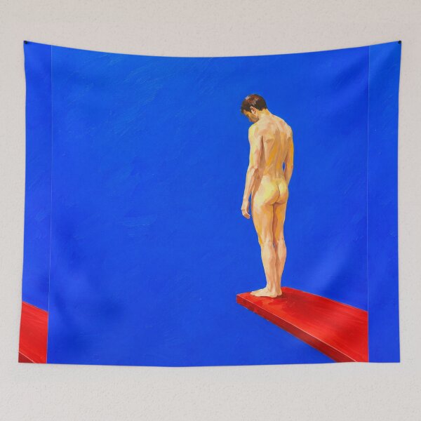 Item preview, Figure on Red Diving Board – Modern Swimming Art designed and sold by Moodzu.