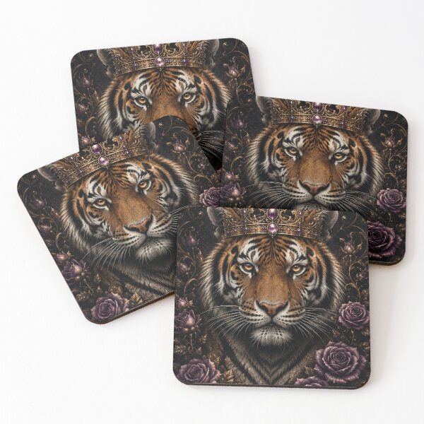 Item preview, Royal Tiger King Purple Roses Crown designed and sold by ⭐ AURA STUDIO.