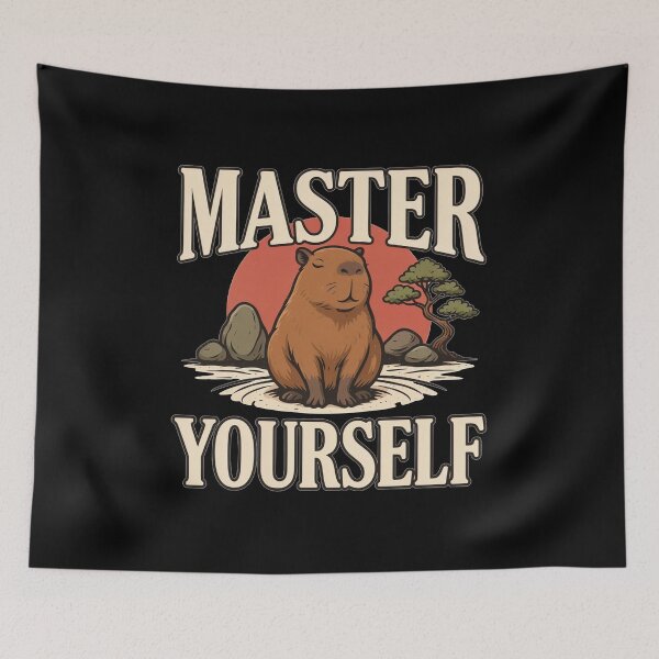 Item preview, Master Yourself Capybara – Vintage Stoic Zen Design designed and sold by No Excuses Supply.