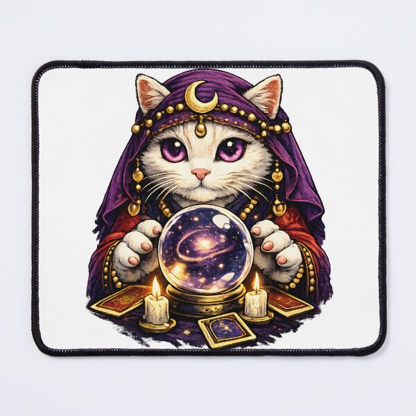 Item preview, Mystic Fortune Teller Cat – Magical Tarot Feline Illustration designed and sold by VerdePegajoso.