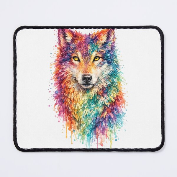 Item preview, Rainbow Watercolor Wolf | Colorful Wolf Portrait designed and sold by SmikiM.