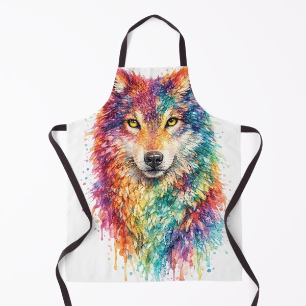 Item preview, Rainbow Watercolor Wolf | Colorful Wolf Portrait designed and sold by SmikiM.