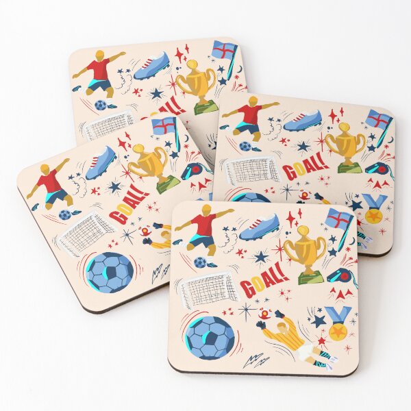 Item preview, Matchday Doodles — Playful Soccer Collage in Red, Navy & Gold designed and sold by ShooNyaArtStudio.