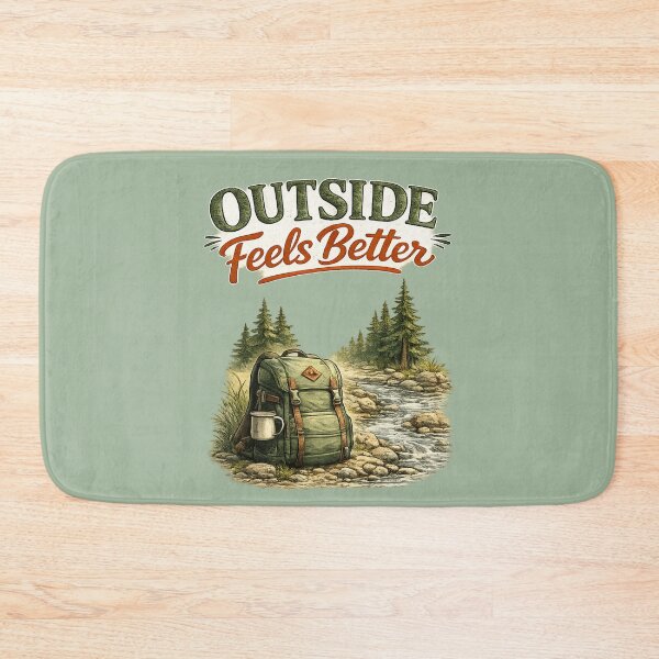 Item preview, Outside Feels Better – Cozy Hiking Backpack Hand-Drawn Outdoor Illustration designed and sold by RosalesArts.