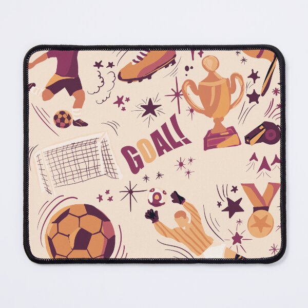 Item preview, Matchday Doodles Retro — Vintage Soccer Collage in Plum & Apricot designed and sold by ShooNyaArtStudio.