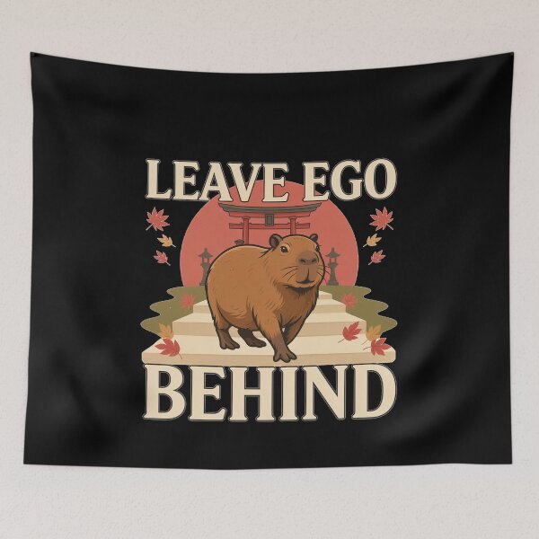 Item preview, Leave Ego Behind Capybara – Vintage Zen Temple Design designed and sold by No Excuses Supply.