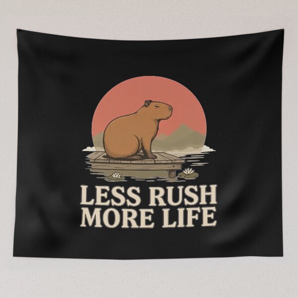 Item preview, Less Rush More Life Capybara – Vintage Mindful Nature Design designed and sold by No Excuses Supply.