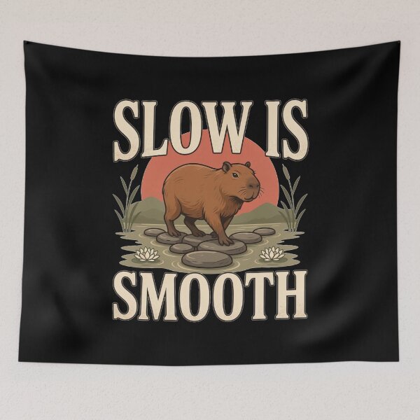 Item preview, Slow Is Smooth Capybara – Vintage Stoic Nature Design designed and sold by No Excuses Supply.