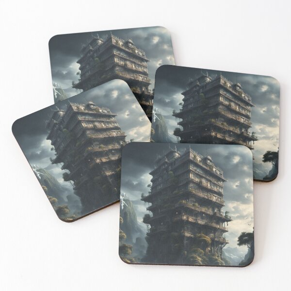 Item preview, Mysterious Tower Fortress in a Dark Fantasy Jungle Realm designed and sold by Uniquely Yours.