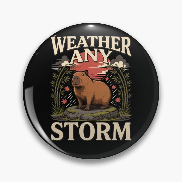 Item preview, Weather Any Storm Capybara – Vintage Stoic Nature Design designed and sold by No Excuses Supply.