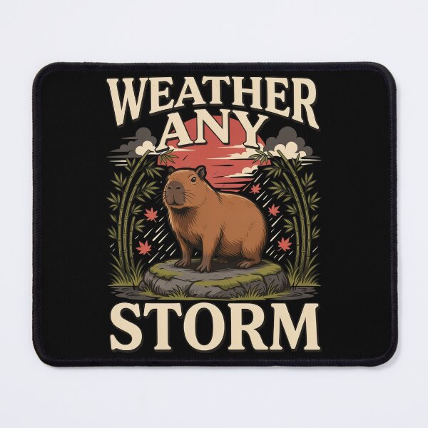 Item preview, Weather Any Storm Capybara – Vintage Stoic Nature Design designed and sold by No Excuses Supply.