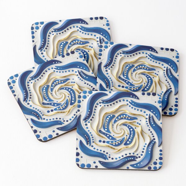 Item preview, Swirling Blue and Gold Pattern designed and sold by Vicky Brago-Mitchell®.